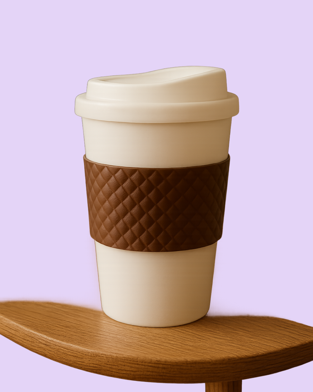 Matte White Travel Mug with Silicone Grip - Image 4